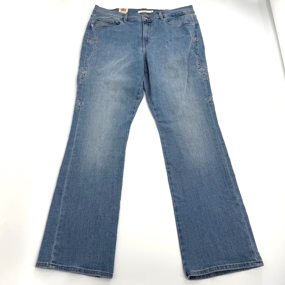 Levi's Classic Bootcut Jeans Womens 14 Blue NWT Floral Embroidered Stretch
